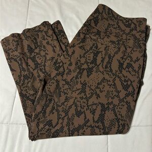 CAbi Women's Brown and Black Snake  Patterned Cropped Pants